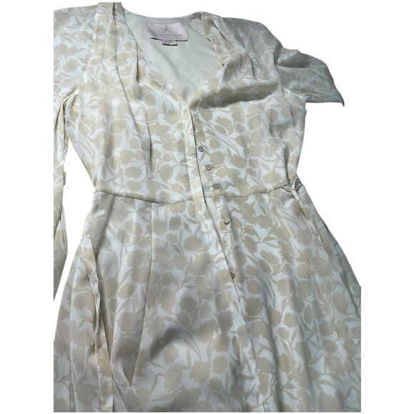 Gal Meets Glam Beige Chiffon Button-Down Midi Dress Women’s Size 4 Belted NWOT - Picture 7 of 12